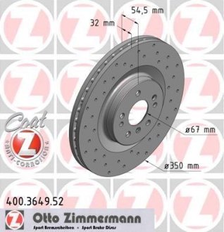 Диск гальмівний ZIMMERMANN 400364952