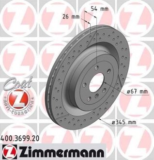 Диск тормозной ZIMMERMANN 400369920