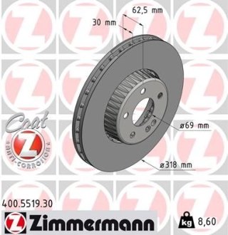 Диск гальмівний передній ZIMMERMANN 400551930