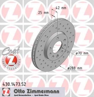 Гальмівний диск ZIMMERMANN 430147352