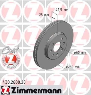 Гальмівний диск ZIMMERMANN 430260020