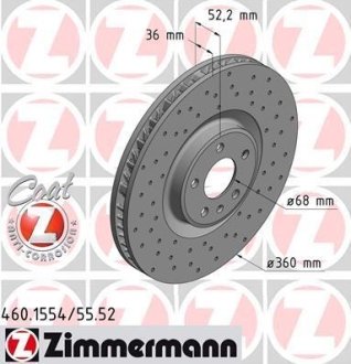 Тормозной диск ZIMMERMANN 460155452