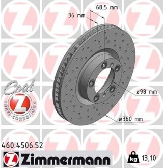 Диск гальмівний передній лівий ZIMMERMANN 460450652