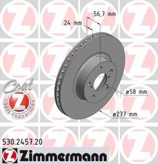 Диск гальмівний передвентил SUBARU Legacy/Impreza ZIMMERMANN 530245720