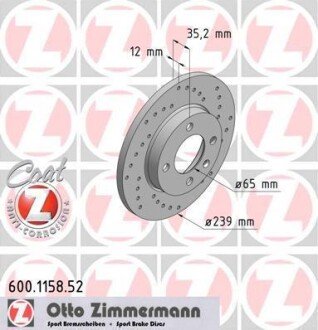 Тормозной диск ZIMMERMANN 600115852