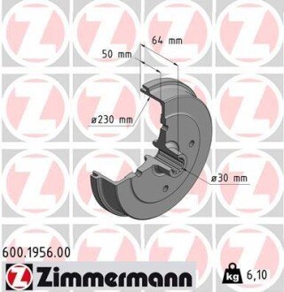 Тормозной барабан ZIMMERMANN 600195600