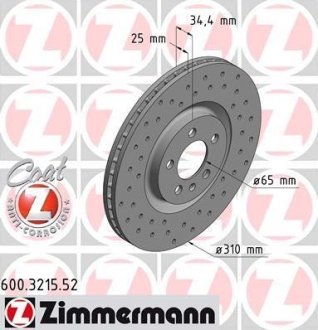 Тормозной диск ZIMMERMANN 600321552