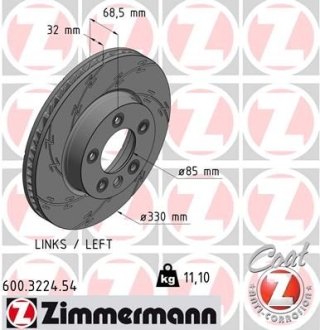 Диск гальмівний BLACK Z лівий ZIMMERMANN 600322454